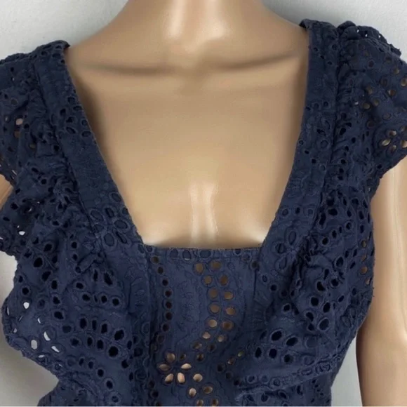 KEEPSAKE THE LABEL NAVY EMBROIDERED EYELET ROMPER - Picture 3 of 10